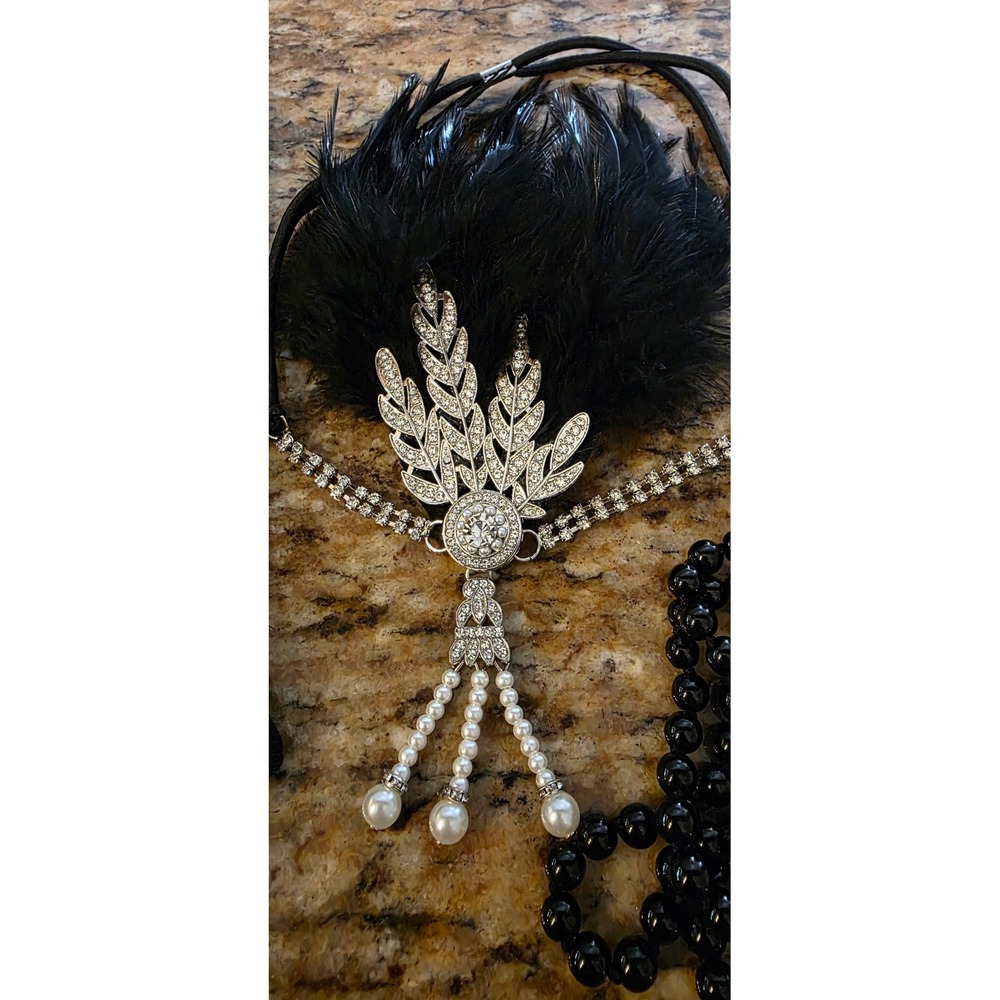 Adrianna Papell Grey Sequin Flapper Dress Set 1920s Gatsby Costume Size 12 - Picture 6 of 8
